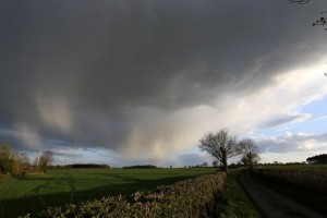 Rain filled clouds in Norfolk sky
